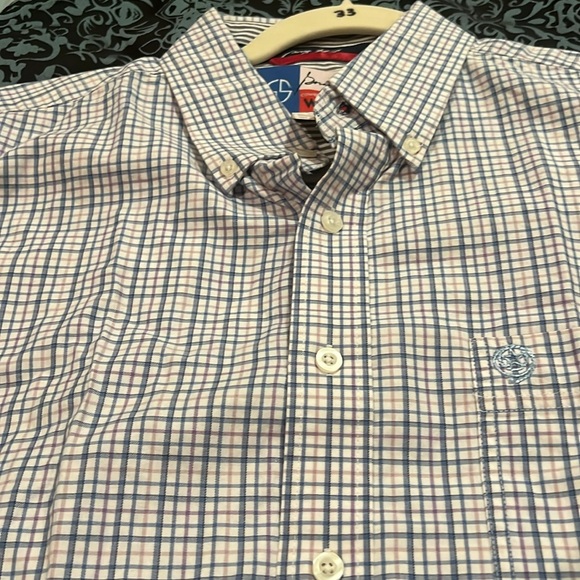 Wrangler George Strait Shirt Men XL White Blue Plaid Button Long Sleeve Western - Picture 8 of 8